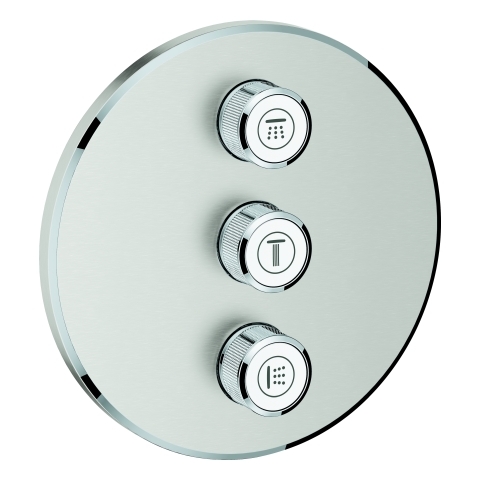 Grohe 3-fach UP-Ventil Grohtherm Smart supersteel Control 29122 Fertigmontage-Set rund 29122DC0