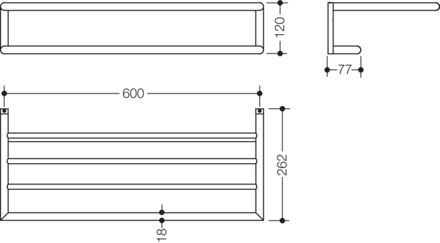 HEWI Badetuchablage System 162, Metall, verchromt 162.30.11040