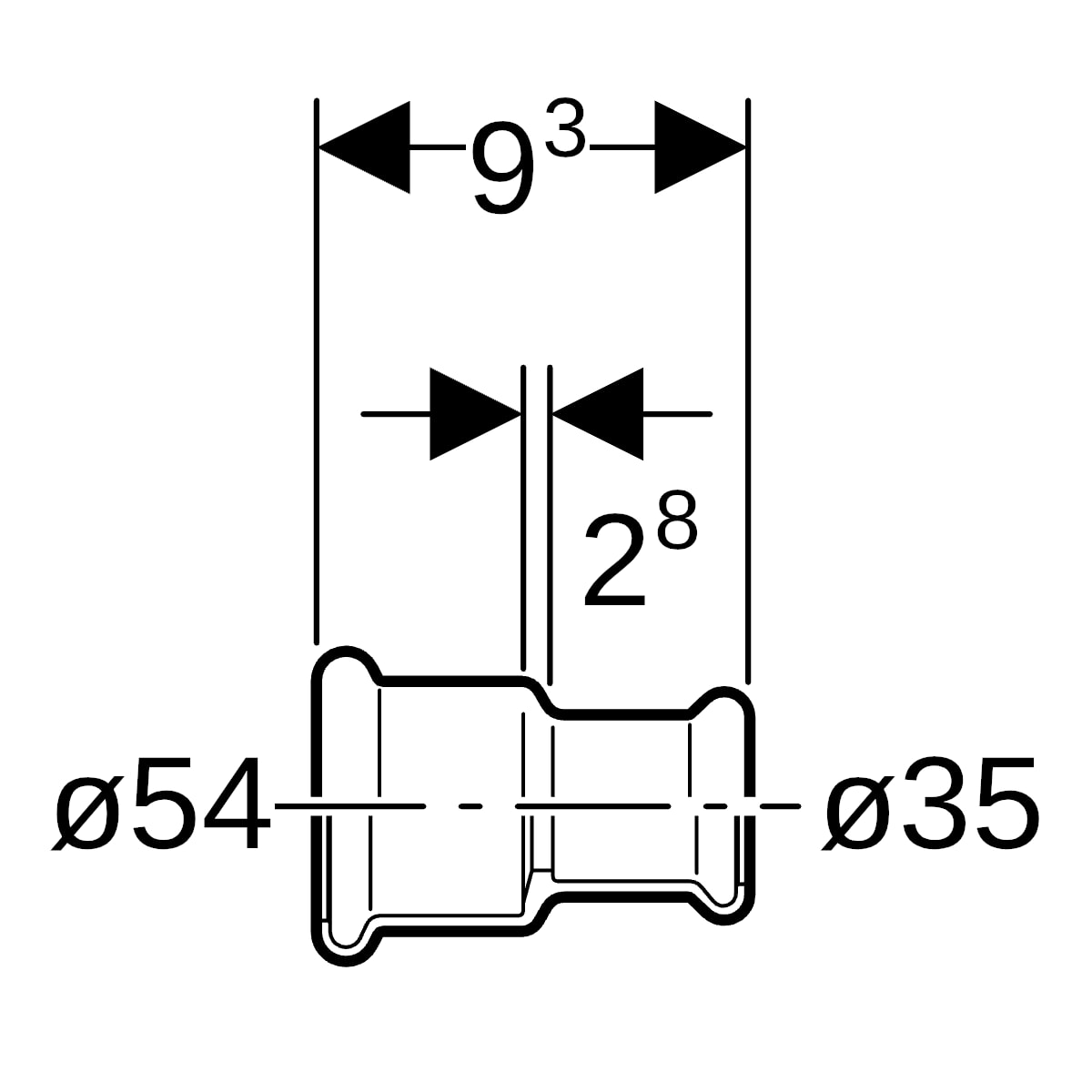 Geberit Mapress C-Stahl Muffe reduziert d54-35 verzinkt 22024