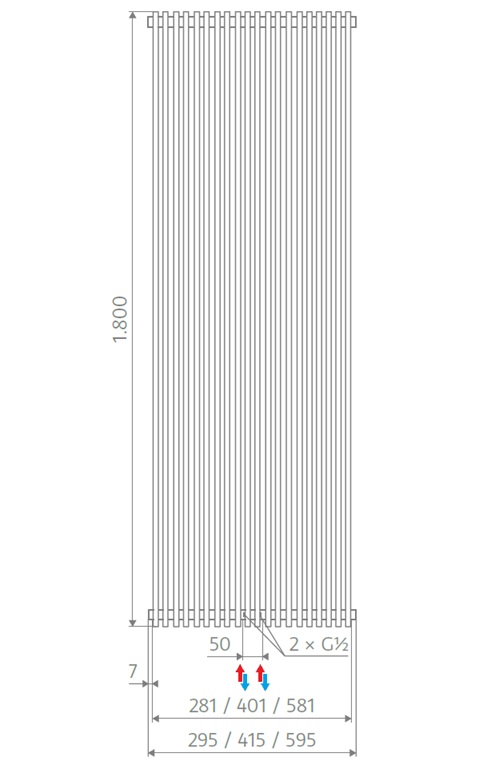 HSK Badheizkörper Sky H: 1800 L: 595mm, silber 8145180-88