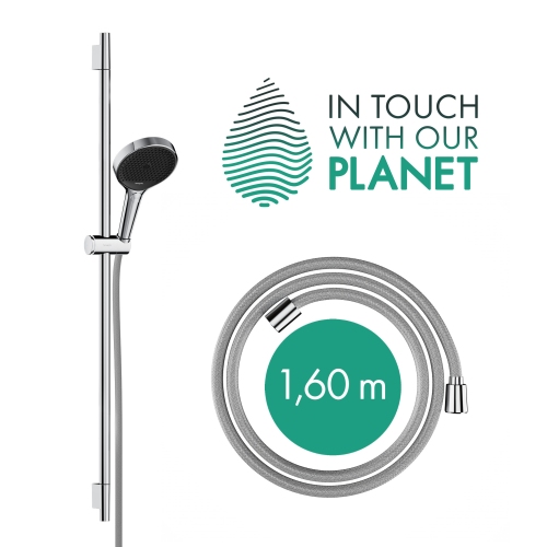 Hansgrohe Brauseset Rainfinity 130 3jet EcoSmart Unica S Puro 900mm Push Schieber chrom 28744000
