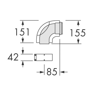 Vaillant Revisionsbogen 90 Grad turboTEC 60/100mm konzentrisch, Alu 303836