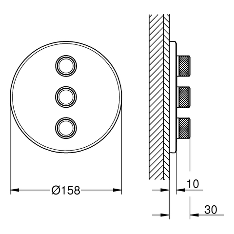 Grohe 3-fach UP-Ventil Grohtherm Smart supersteel Control 29122 Fertigmontage-Set rund 29122DC0