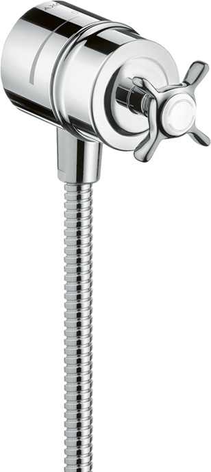 Hansgrohe Wandanschluss Stop AXOR Montreux mit Rückflussverhinderer, Absperrventil und Kreuzgriff, Chrom 16882000
