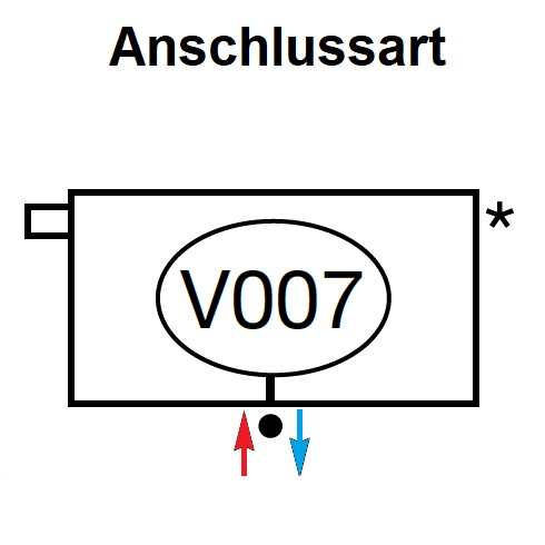 Zehnder Anschlussart V007, Anschluss links für Charleston Complettoanschluss mit integriertem Ventil V007