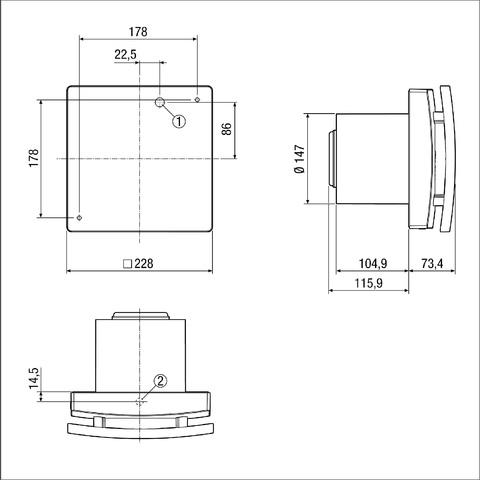 Maico Kleinraumventilator ECA 150 ipro KRCH Innenverschluss, Funk, Feuchte, DN150 0084.0094