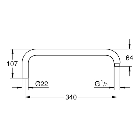 Grohe Brausearm für Rainshower Duschsysteme Ausladung 340mm chrom 14047000