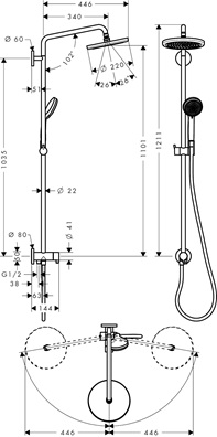 Hansgrohe Showerpipe Croma 220 Reno chrom 27224000