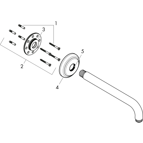 Hansgrohe Brausearm DN15 389mm Ausladung Axor 90 Grad brushed nickel ohne Kugelgelenk 27348820