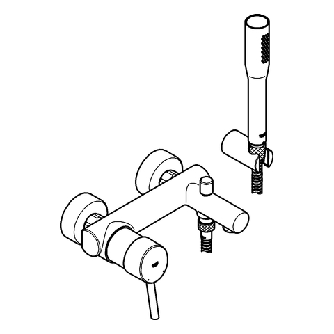 Grohe Concetto Einhand-Wannenbatterie chrom Wandmontage mit Euphoria Brauseset 32212001