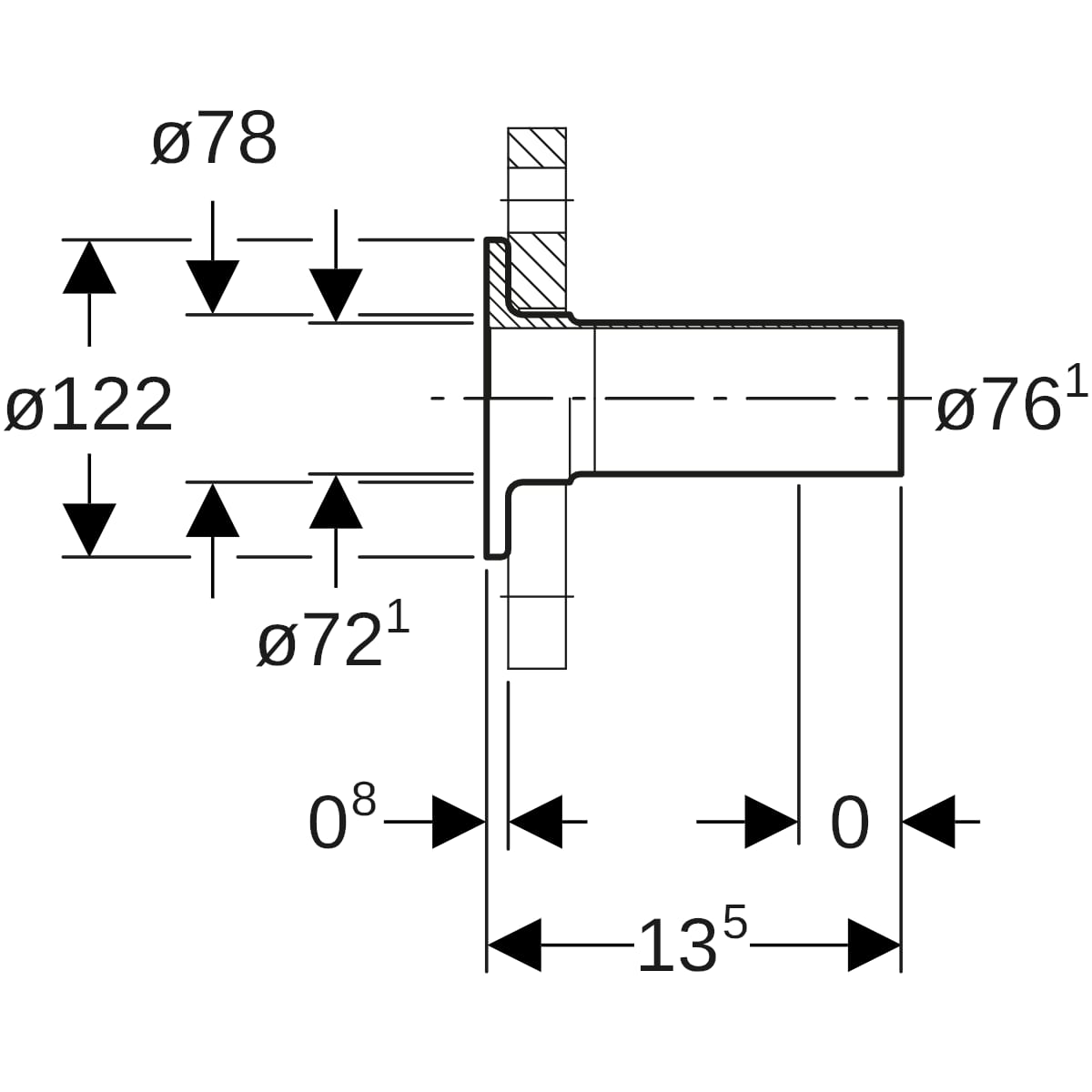 Geberit Mapress Edelstahl Bund mit Einschubende zu Losflansch d76,1 PN10/16 36146