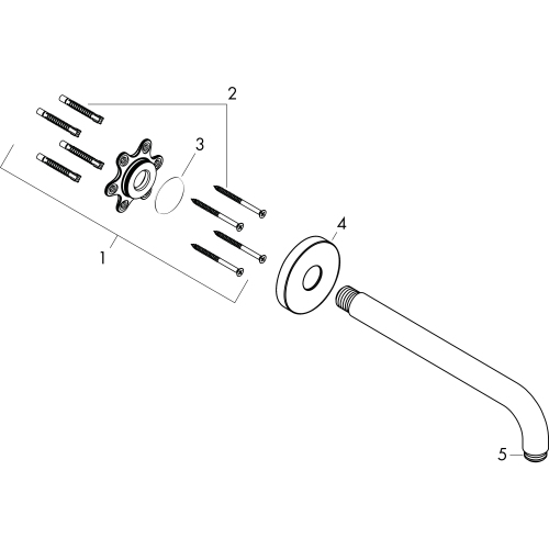 Hansgrohe Brausearm DN15 389mm Ausladung 90 Grad mattweiss ohne Kugelgelenk 27413700