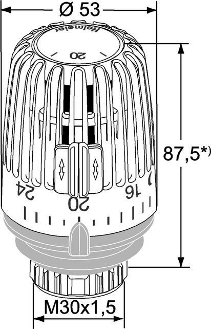 Heimeier Thermostat-Kopf K weiß Standard Skala mit Temperaturwerten 6000-00.600