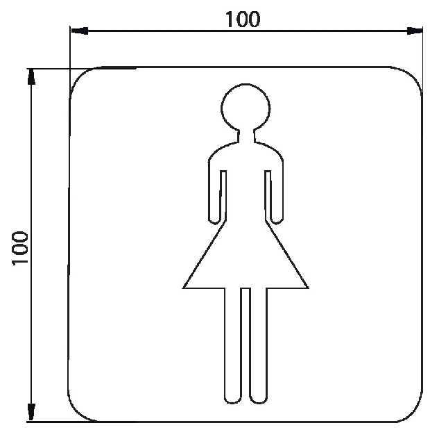 Emco Türschild System2 Damen, zum Aufkleben chrom 357600002
