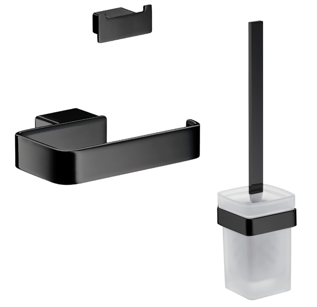 Emco WC-Set Loft Inhalt: Papier Halter ohne Deckel , Bürstengarnitur, Doppelhaken schwarz 059813300