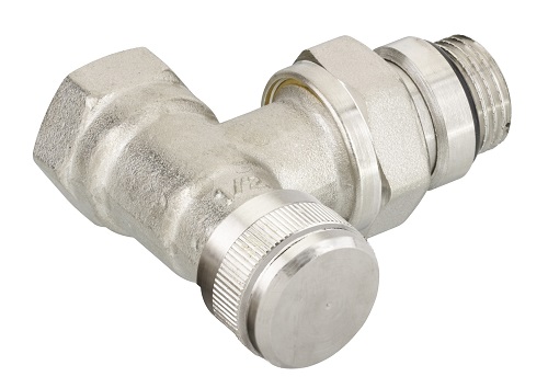 Danfoss Rücklaufverschraubung RLV 15 R 1/2, Eck, vernickelt, selbstdichtende Nippel 003L0343