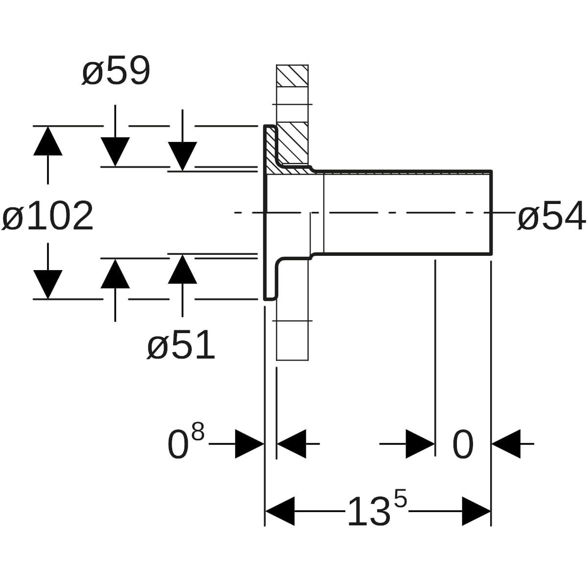Geberit Mapress Edelstahl Bund mit Einschubende zu Losflansch d54 PN10/16 36145
