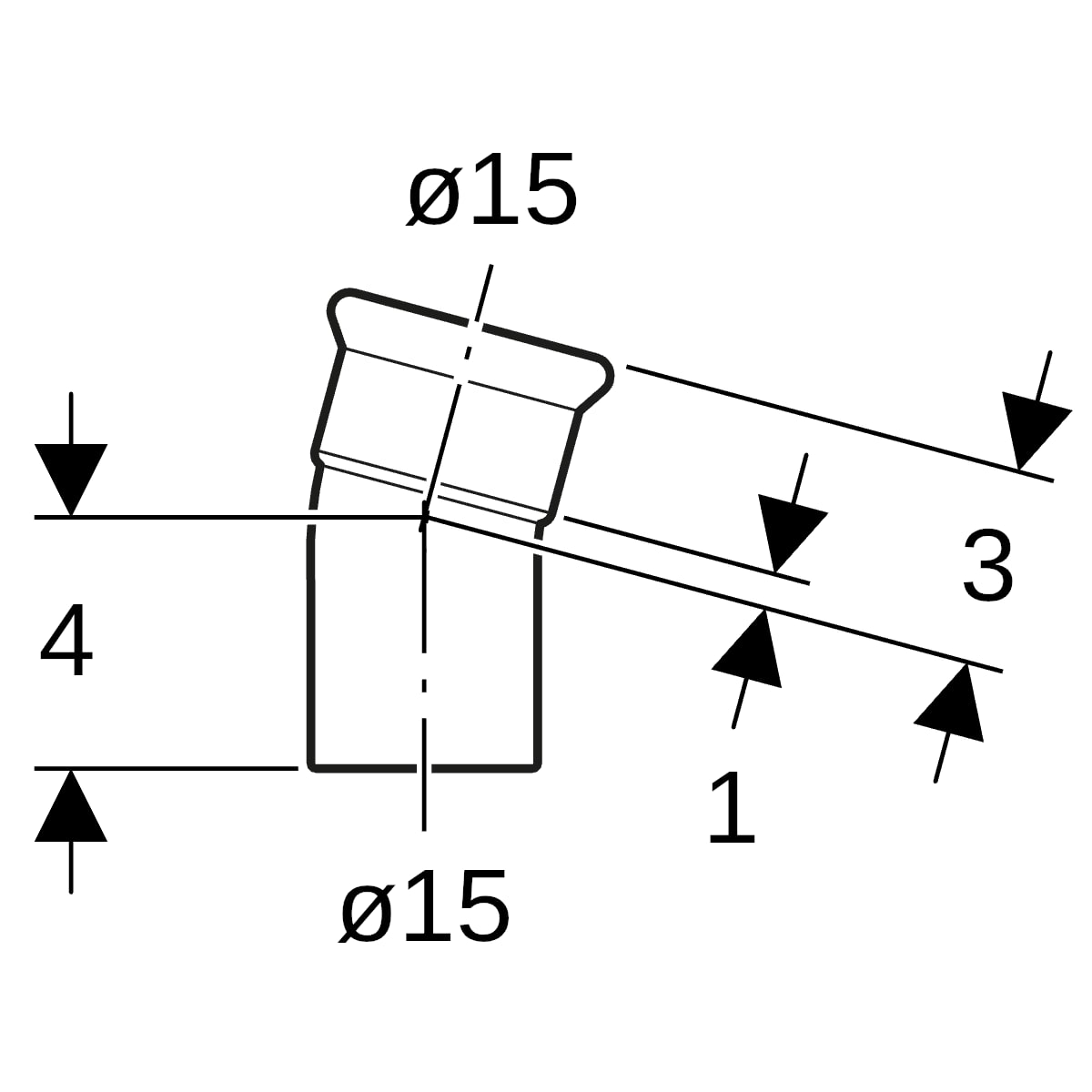 Geberit Mapress Edelstahl Bogen 15 Grad d15 mit Einschubende 36111