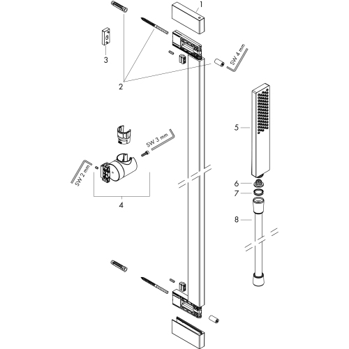 Hansgrohe Brauseset Pulsify E 1 jet EcoSmart+ mit Unica Brausestange 900mm mattweiß 24381700