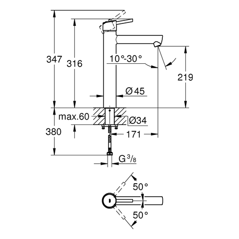 Grohe Concetto Einhand-Waschtischbatterie chrom XL-Size 23920001