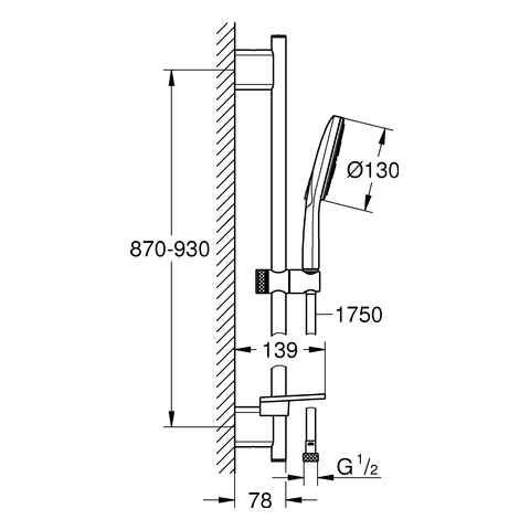 Grohe Brausestangenset Rainshower 130 SmartActive 900mm chrom 26578000
