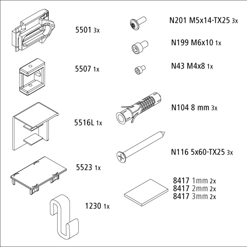 Kermi Set Montagekleinteile Farbe: silber hochglanz 2535465