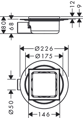 Hansgrohe Komplettset RainDrain Spot 150x150mm Punktablauf und Installationsset gebürstet edelstahl 56055800