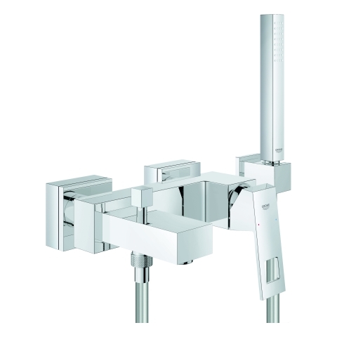 Grohe Eurocube Einhand-Wannenbatterie chrom Wandmontage Brausegarnitur Euphoria Cube 23141000