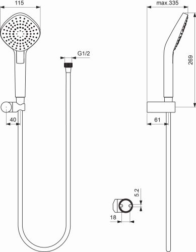 Ideal Standard Handbrause-Set Idealrain Evo 3-Funktionshandbrause d:110mm, chrom B2404AA