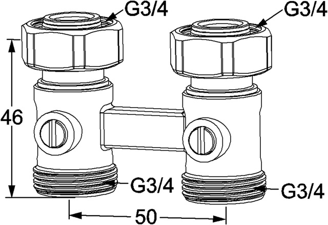 Heimeier Verschraubung Vekotrim 2-Rohr Durchgangsform, für Ventilheizkörper mit G 3/4 AG 0566-50.000