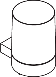 HEWI Seifenspender mit Halter, Metall, verchromt, Stülpbecher satiniertem Glas, Innenbehälter Kunststoff, weiß 950.06.10040