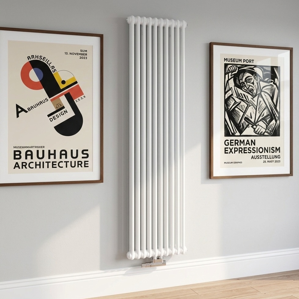 Arbonia Röhrenradiator Standard mit Mittenanschluss 2-Säuler H: 180 L: 27cm, Modell 2180, weiß, 6 Glieder