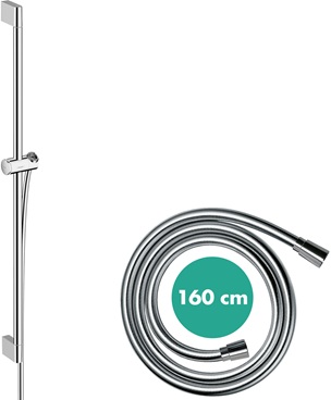 Hansgrohe Brausestange Unica/Pulsify 900mm mit Push Schieber und Brauseschlauch chrom 24401000