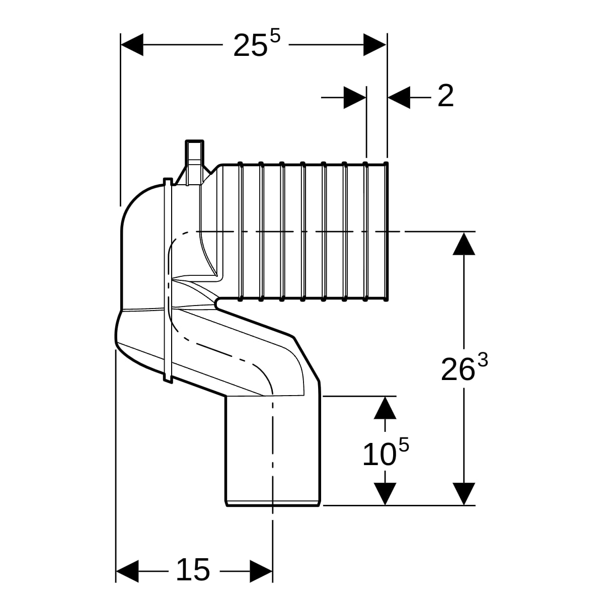Geberit Set P-Anschlussbogen für Stand-WC weiß-alpin 131.081.11.1