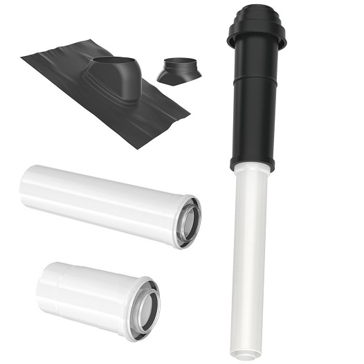 Buderus Abgaspaket DO DN80/125 schwarz Dachziegel, 2m Rohr 7736614902