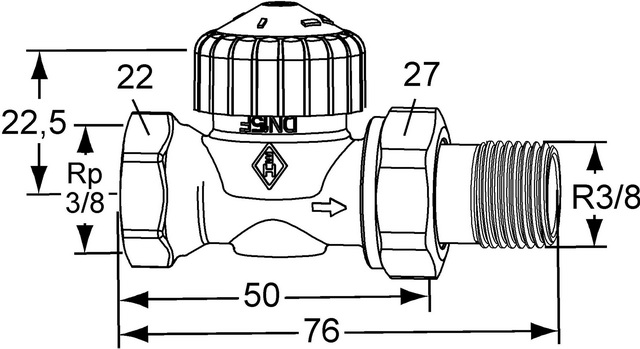 Heimeier Thermostat-VentilunterteilV-exact II "kurz", Durchgang, DN10 3452-01.000