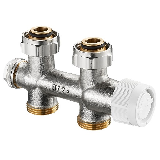 Oventrop Anschlussarmatur "Multiblock T" 3/4"ÜM x 3/4"AG, 2-Rohr, Messing, Durchgang 1184013