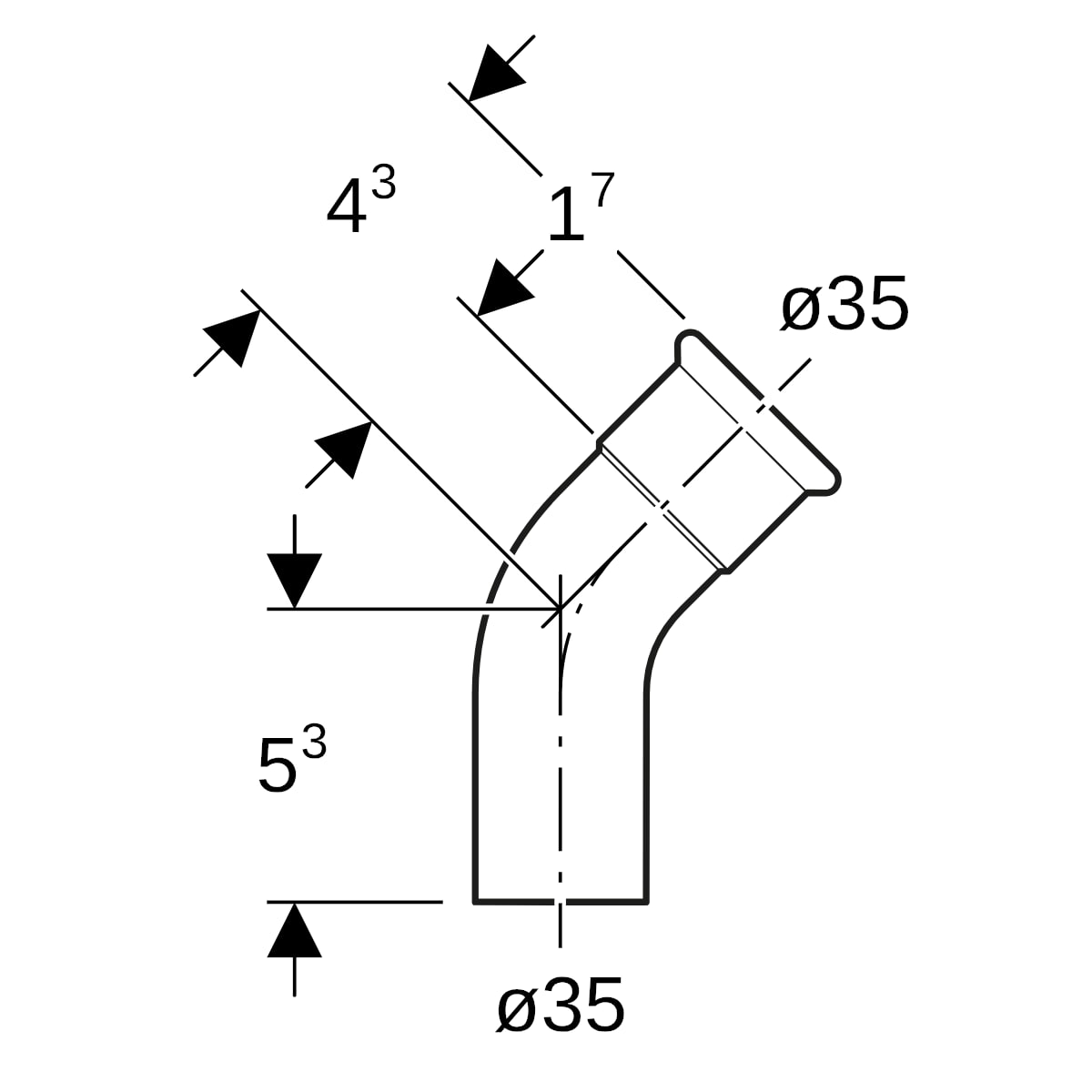 Geberit Mapress C-Stahl Bogen 45 Grad mit Einschubende d35 verzinkt 23706