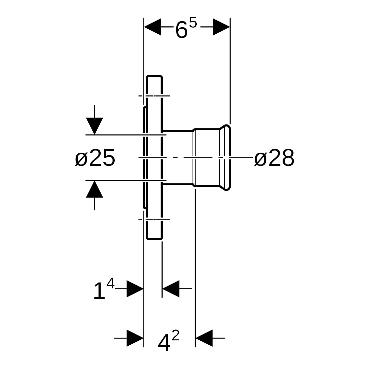 Geberit Mapress C-Stahl Flansch PN 6 mit Pressmuffe d28 23745