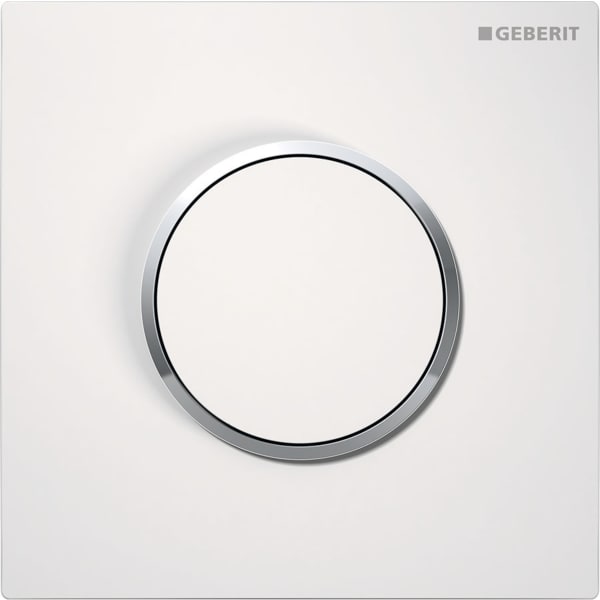 Geberit Typ 10 Betätigungsplatte für Urinal-Steuerung pneumatischer Spülauslösung, weiß/hochglanz-verchromt 241.915.KJ.1