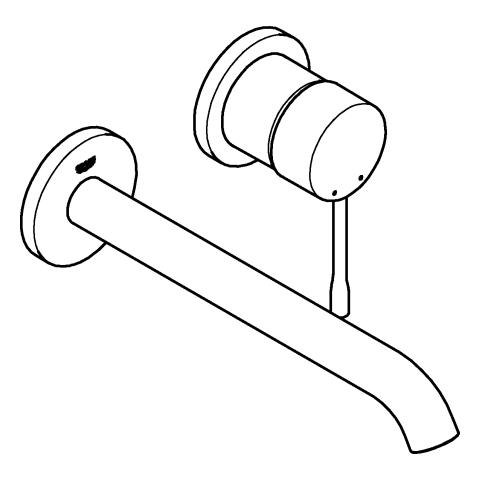 Grohe 2-Loch-Waschtisch-Wandbatterie Essence supersteel Fertigmontage-Set Ausladung 230mm 29193DC1