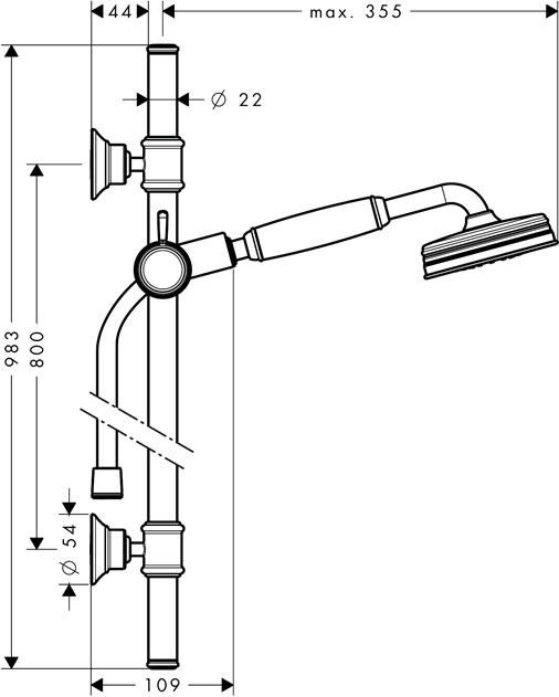 Hansgrohe AXOR Montreux Brauseset 900mm mit Handbrause 100 1jet, Chrom 27982000
