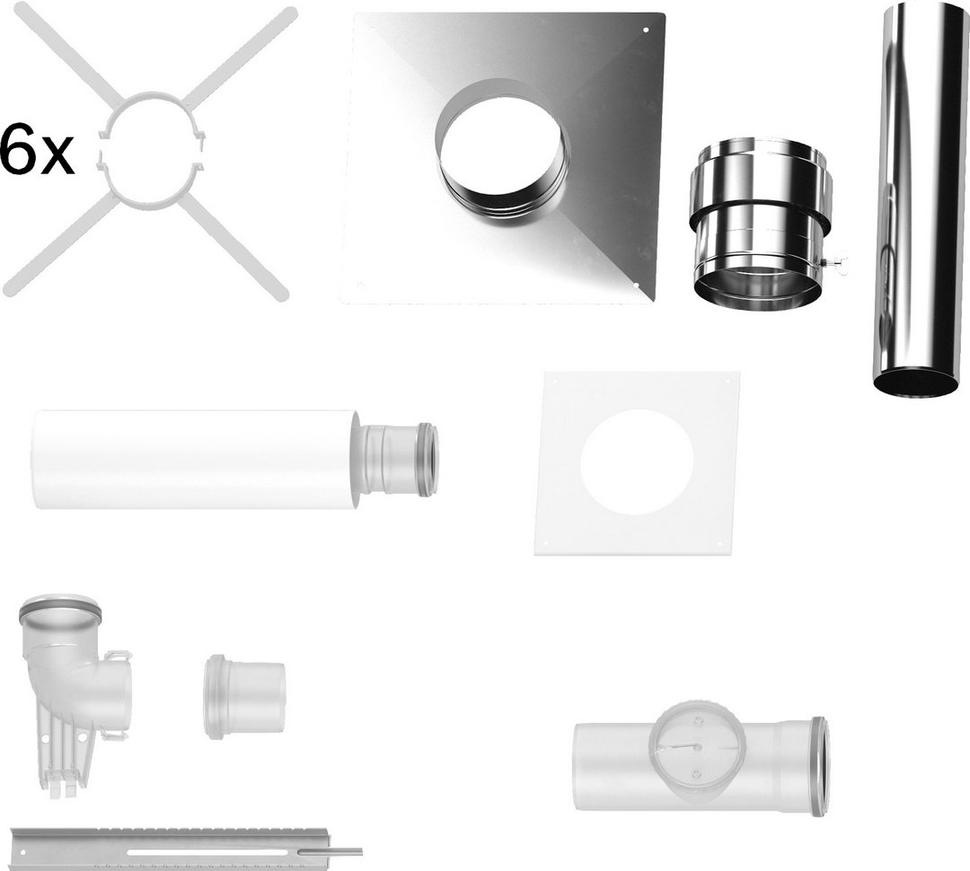 Bosch Grundbausatz B53, Edelstahl, d: 80mm Abgaszubehör FC-Set80-B53 (hinten) 7738112751