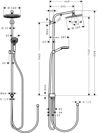 Hansgrohe Showerpipe Crometta S 240 Reno EcoSmart chrom 27270000