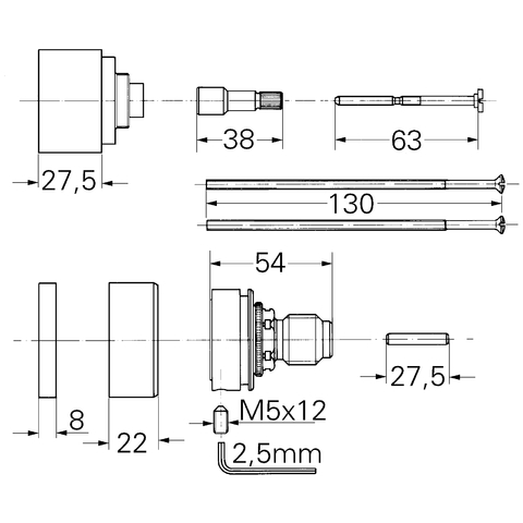Grohe Verlängerungs-set Automatic 2000 Griff ohne Spartaste 1/2" 27,5mm chrom 47172000