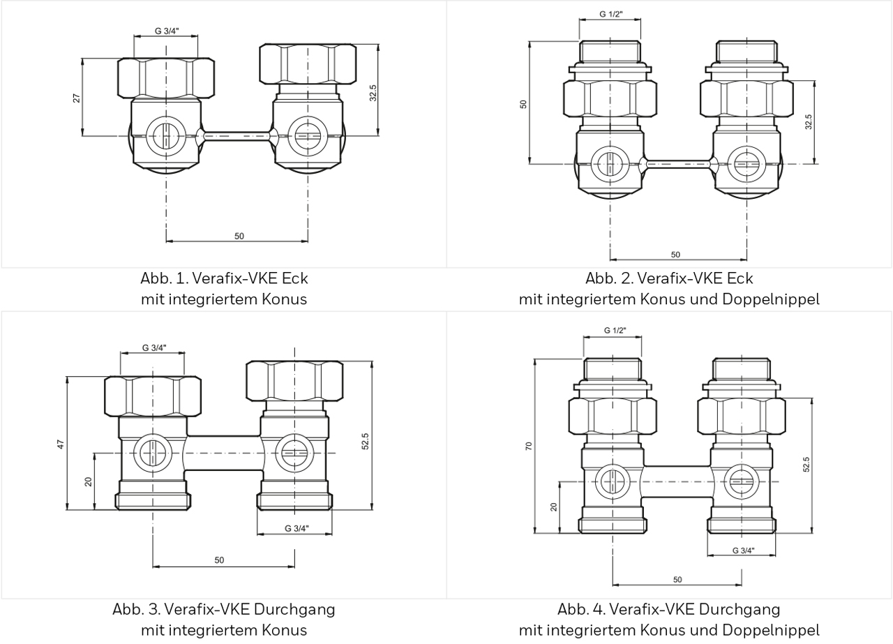 Resideo Hahnblock Verafix-VKE, Eck, Aussengewinde 1/2" V2495EY015A