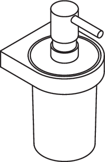 HEWI Seifen-oder Desinfektionsmittelspender mit Halter, Halter Metall, Seifenspender Kristallglas, weiß tiefmatt 800.06.11065 DX
