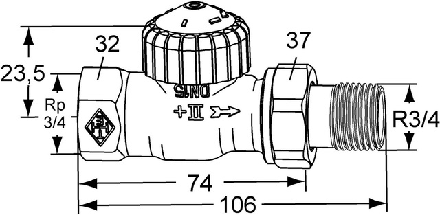 Heimeier Thermostatventil V-exact Durchgang 3/4" DN20 3712-03.000
