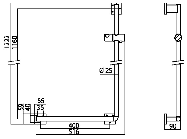 Emco Duschreling System2 für Einhängesitz, rechts, chrom 355100101