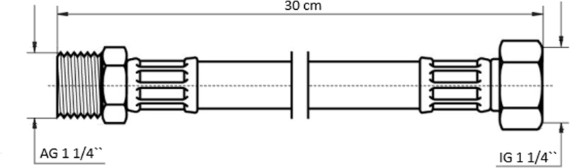Neoperl NEOFLEX Panzerschlauch DN32 IG x AG, 1 1/4" x 1 1/4" 30cm 66980030